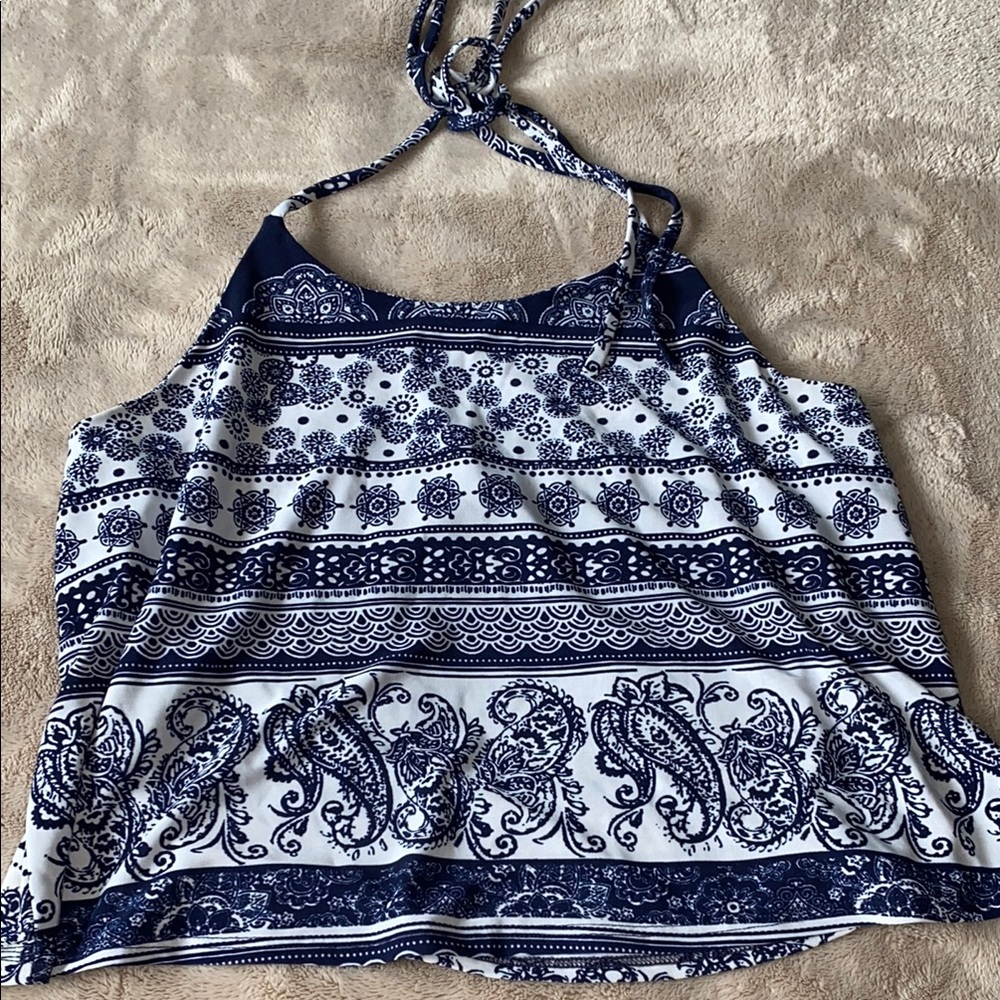 Women's Blue Paisley Halter Top